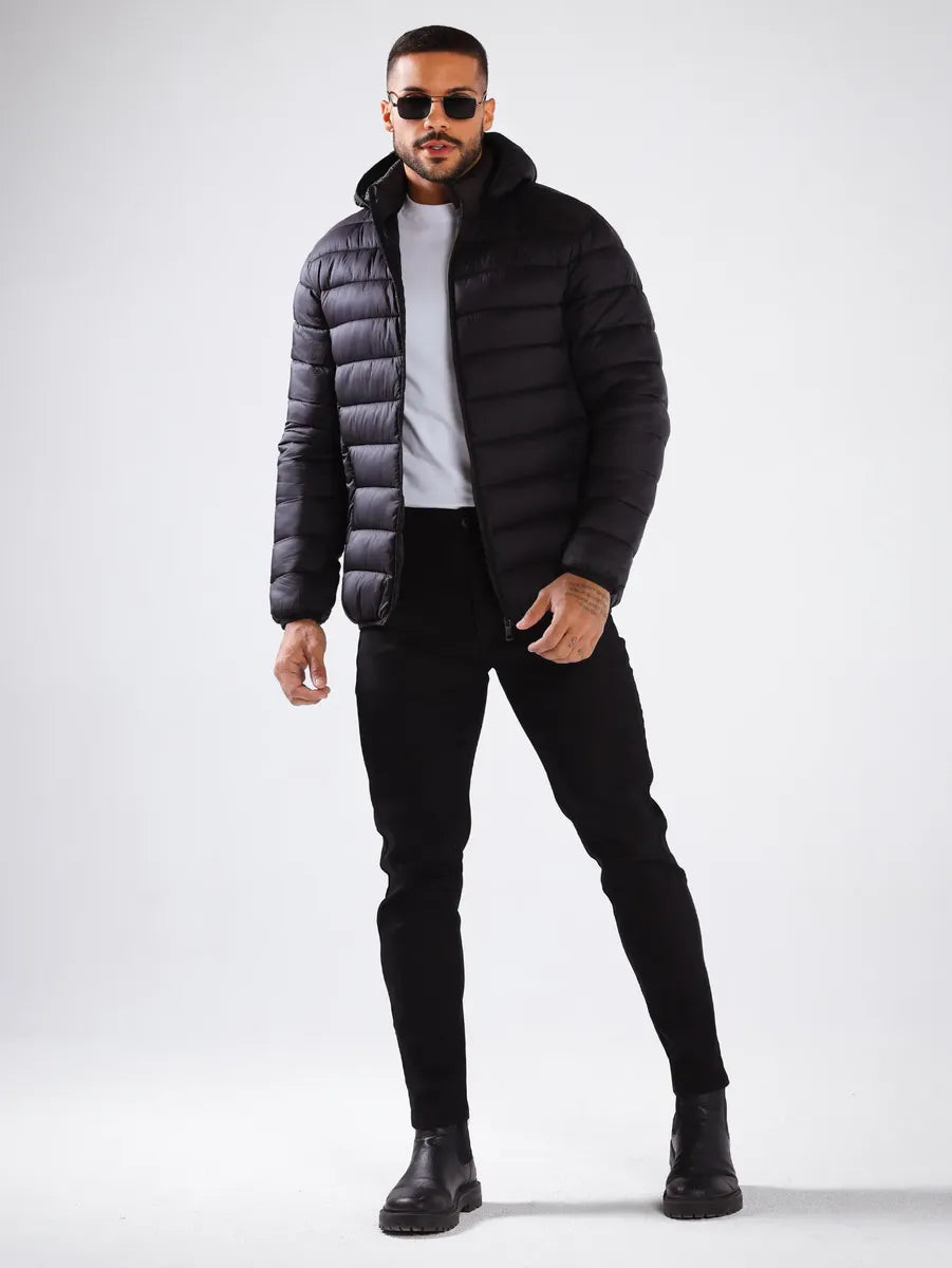 Jaqueta Puffer Impermeável Masculina com Capuz | Térmica, Leve e Resistente ao Frio